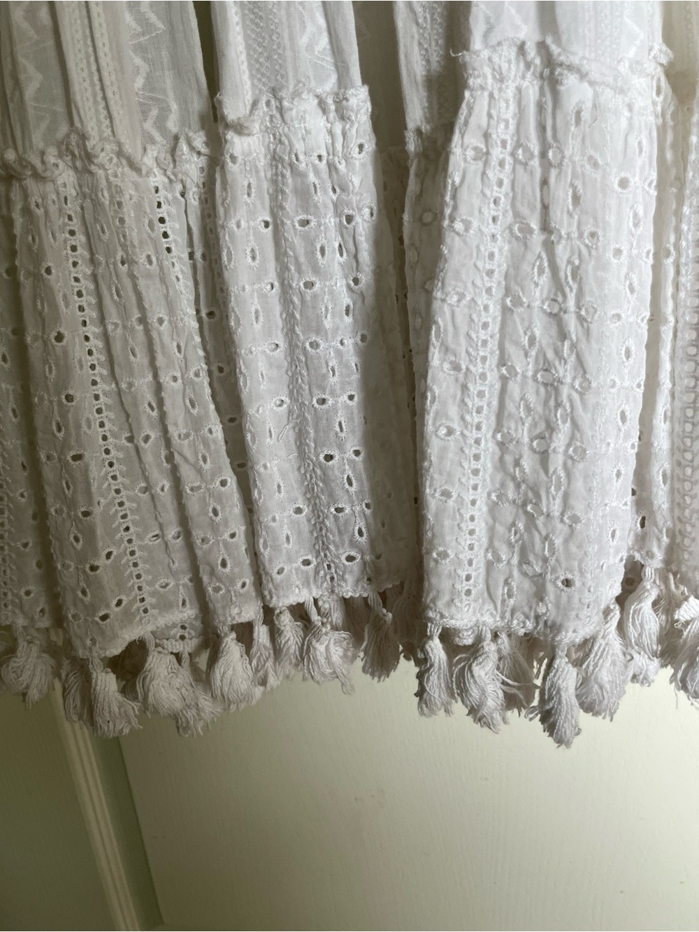 NWT Antica Sartoria White Eyelet Maxi Dress W/Cream Floral Appliqué OS - Picture 5 of 7
